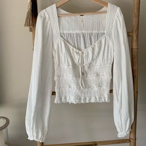 Free People Ruched Waste Long Sleeve Top